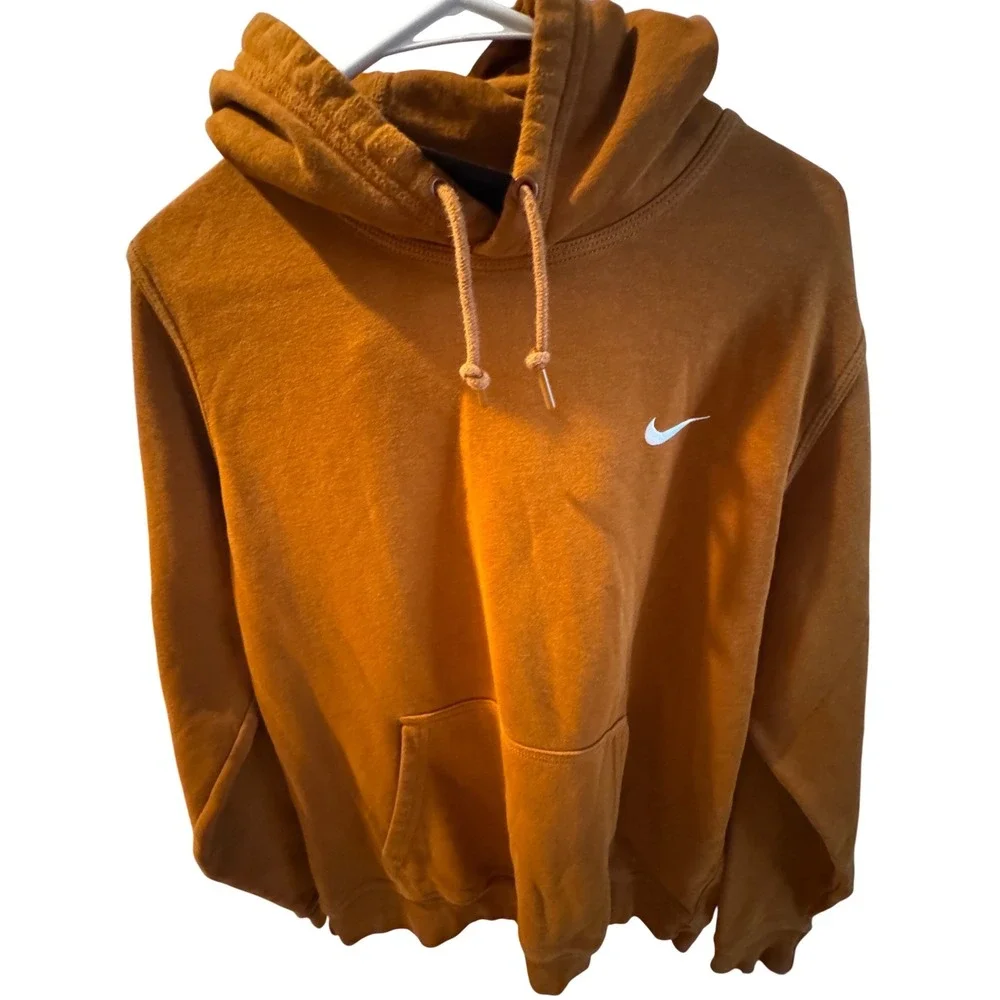 Nike‎ Swoosh Logo Pullover Hoodie Sweatshirt Burnt Orange Size Large